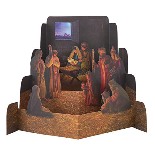 Joy to The World Christmas Nativity Silhouette Image on Flexible Magnet 3 Inch 